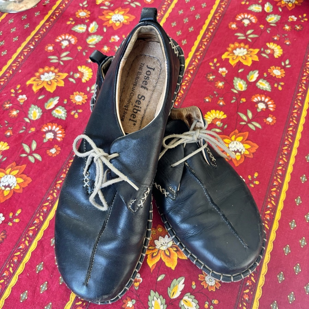 Josef Seibel Black Leather Loafers